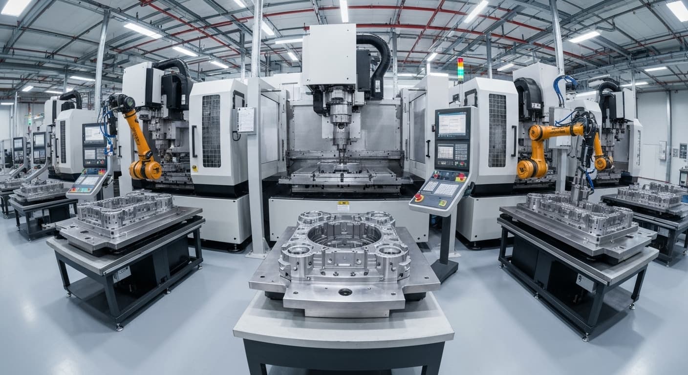 Modern industrial manufacturing facility with advanced machinery